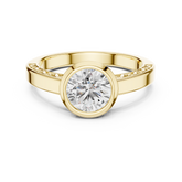 Round Diamond Bezel Set Filigree Gallery Ring