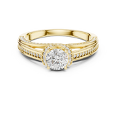 Round Brilliant Engagement Ring With Criss Cross Pave Band