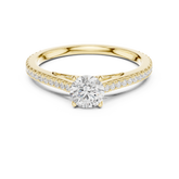 Round Cut Pave Diamond Cathedral Set Engagement Ring