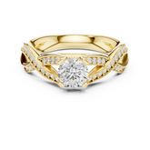 Round Cut Diamond Twist Cathedral Ring