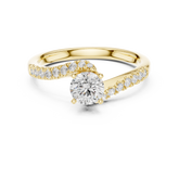 Round Brilliant Diamond Wedding Ring With Bypass Diamond Band