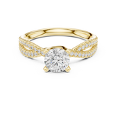 Round Twisted Band Diamond Anniversary Ring With Four Prong Setting