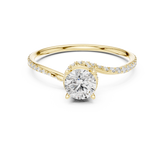 Spiral Hidden Halo Round Diamond Bypass Ring