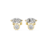 Marquise and Round Diamond Two-Stone Stud Earrings