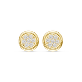 Round Cut Diamond Cluster Bezel Stud Earrings