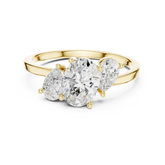Three Stone Oval and Pear Cut Diamond Ring