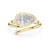 Pear Cut Diamond Bezel Set Bypass Ring