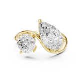Toi et Moi Pear and Round Brilliant Cut Diamond Bypass Ring