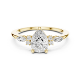 Elegant Pear and Marquise Cut Diamond Cluster Ring