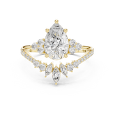 Pear Diamond With Marquise Floating Cluster Ring