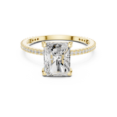Radiant Cut Diamond Hidden Halo with Pave Ring