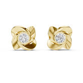 Round Bezel Diamond Floral Studs Earring