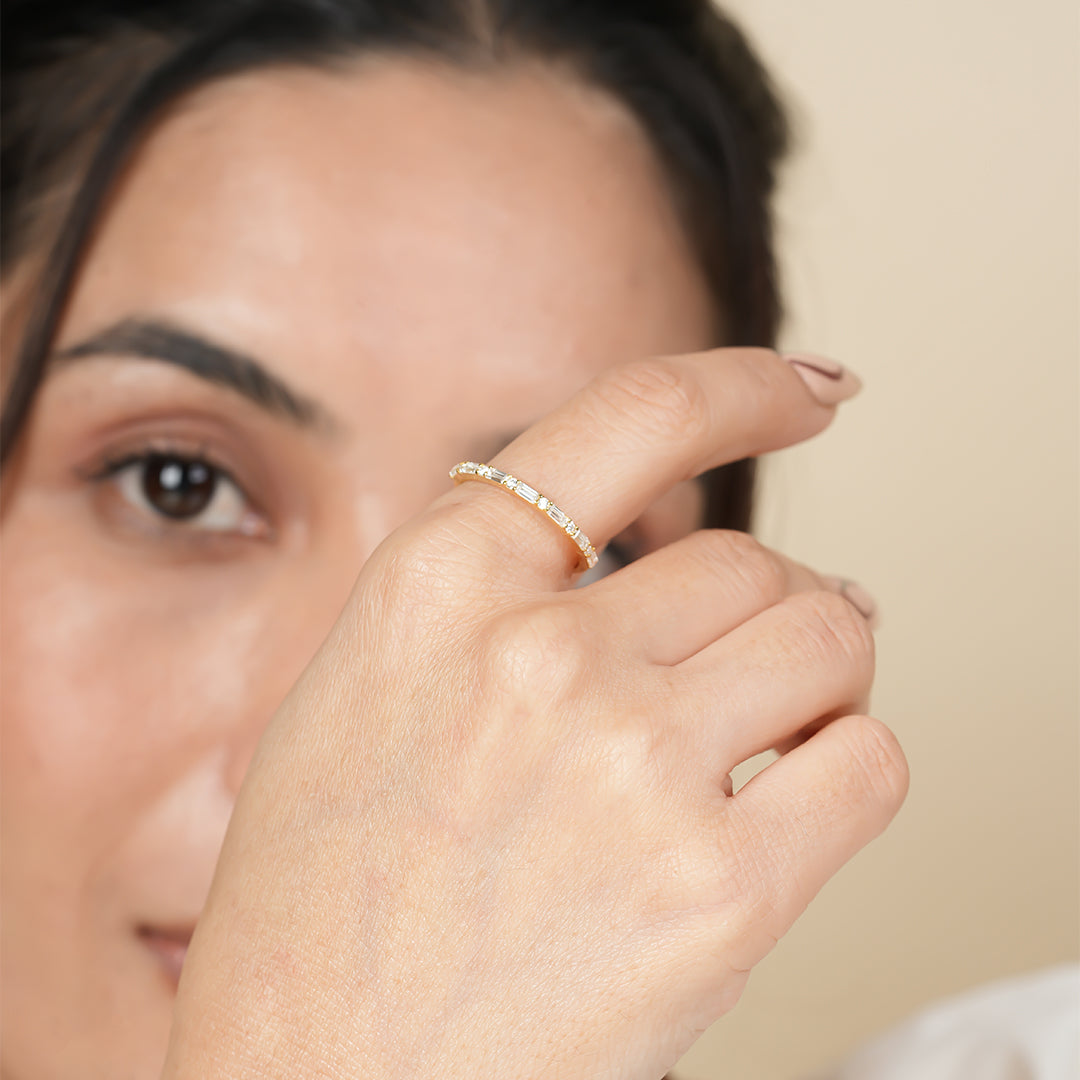 Baguette & Round Cut Half Eternity Band