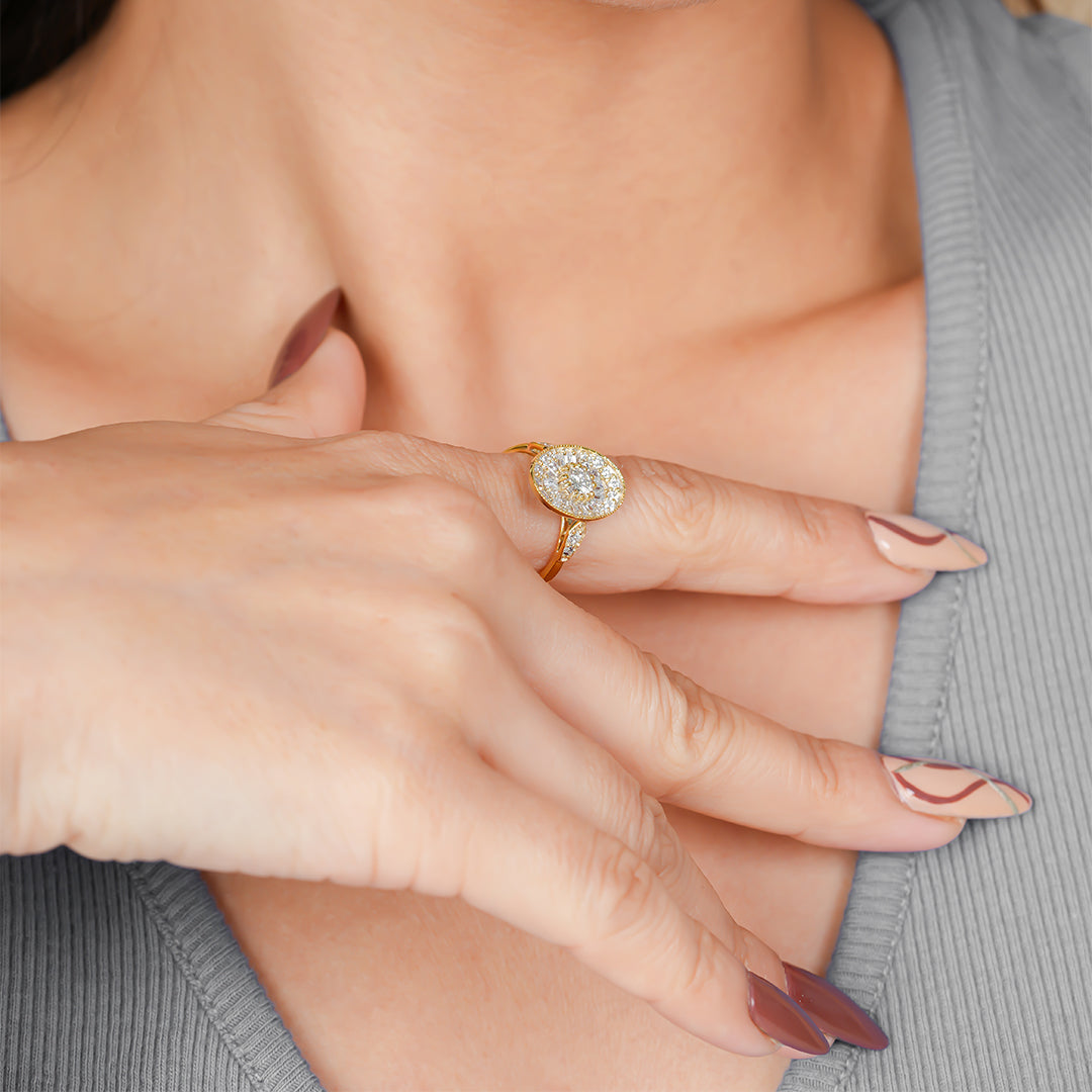 Oval Shape Round Cut Diamond Ring
