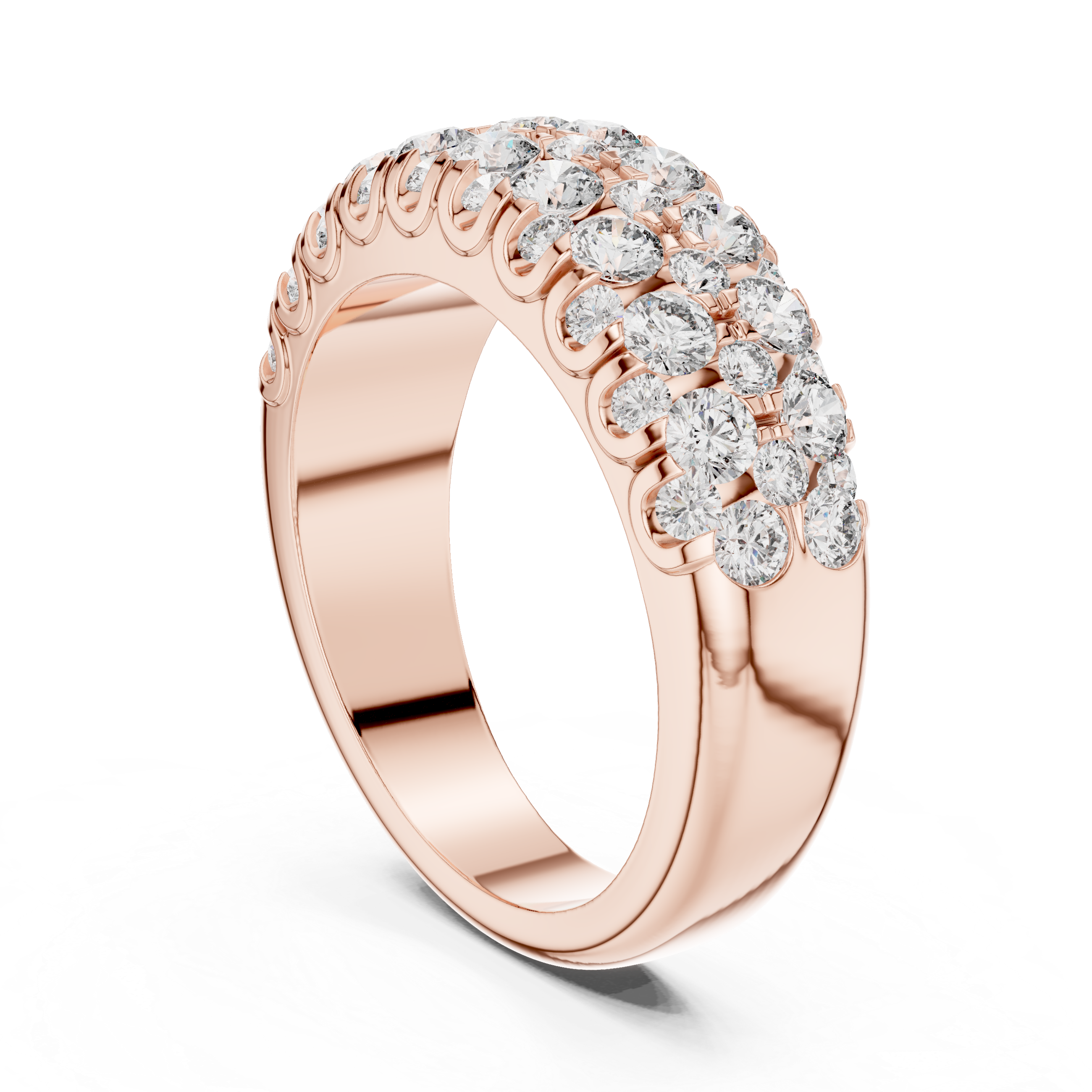 Multi Row Round Cut Lab Grown Diamond Half Eternity Wedding Band
