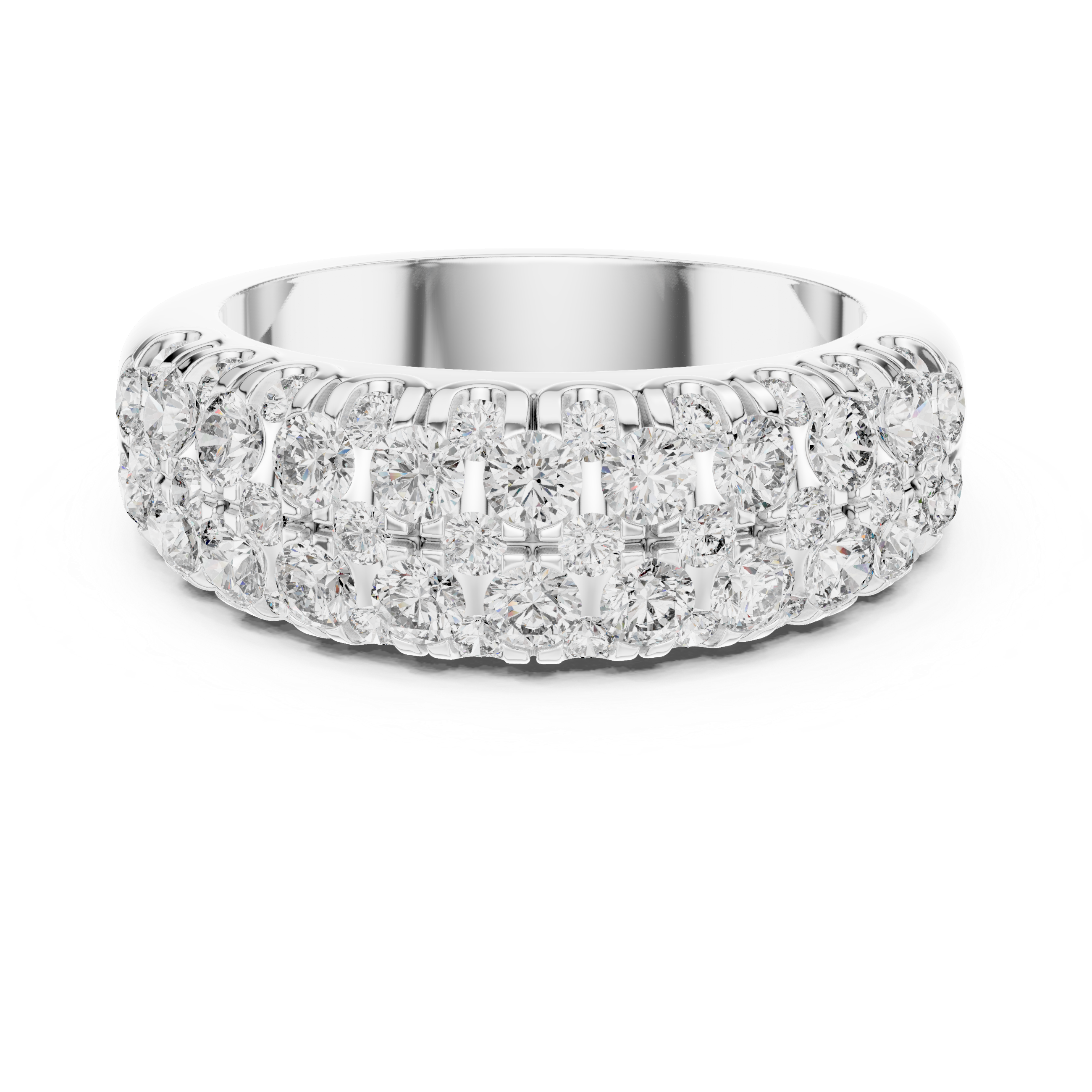 Multi Row Round Cut Lab Grown Diamond Half Eternity Wedding Band