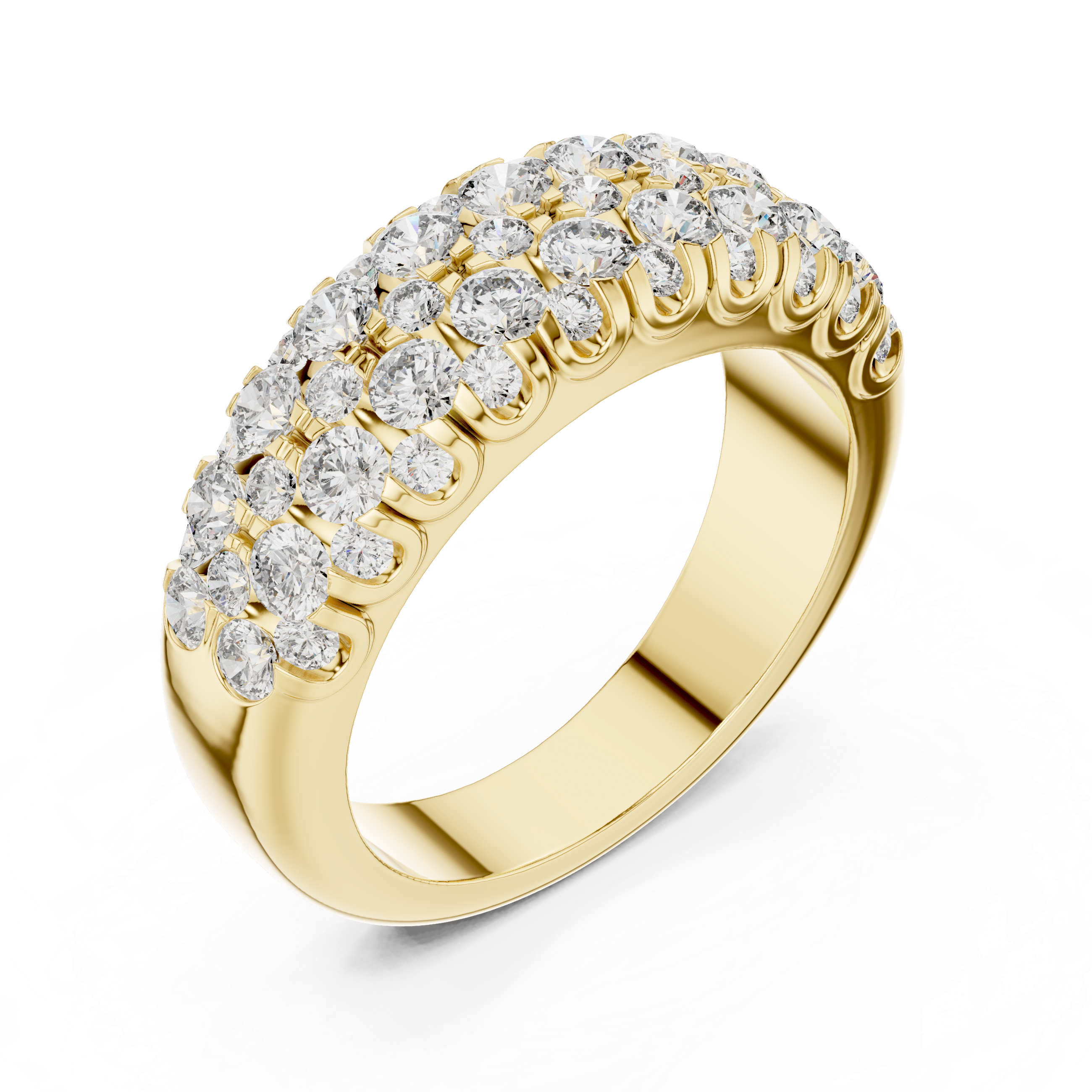 Multi Row Round Cut Lab Grown Diamond Half Eternity Wedding Band