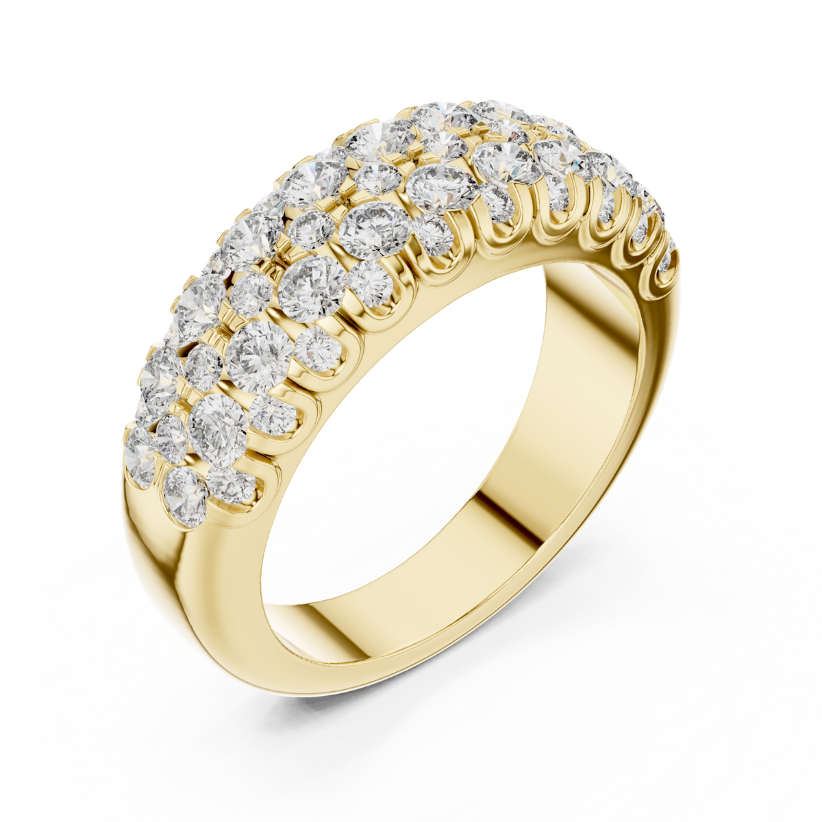 Multi Row Round Cut Lab Grown Diamond Half Eternity Wedding Band
