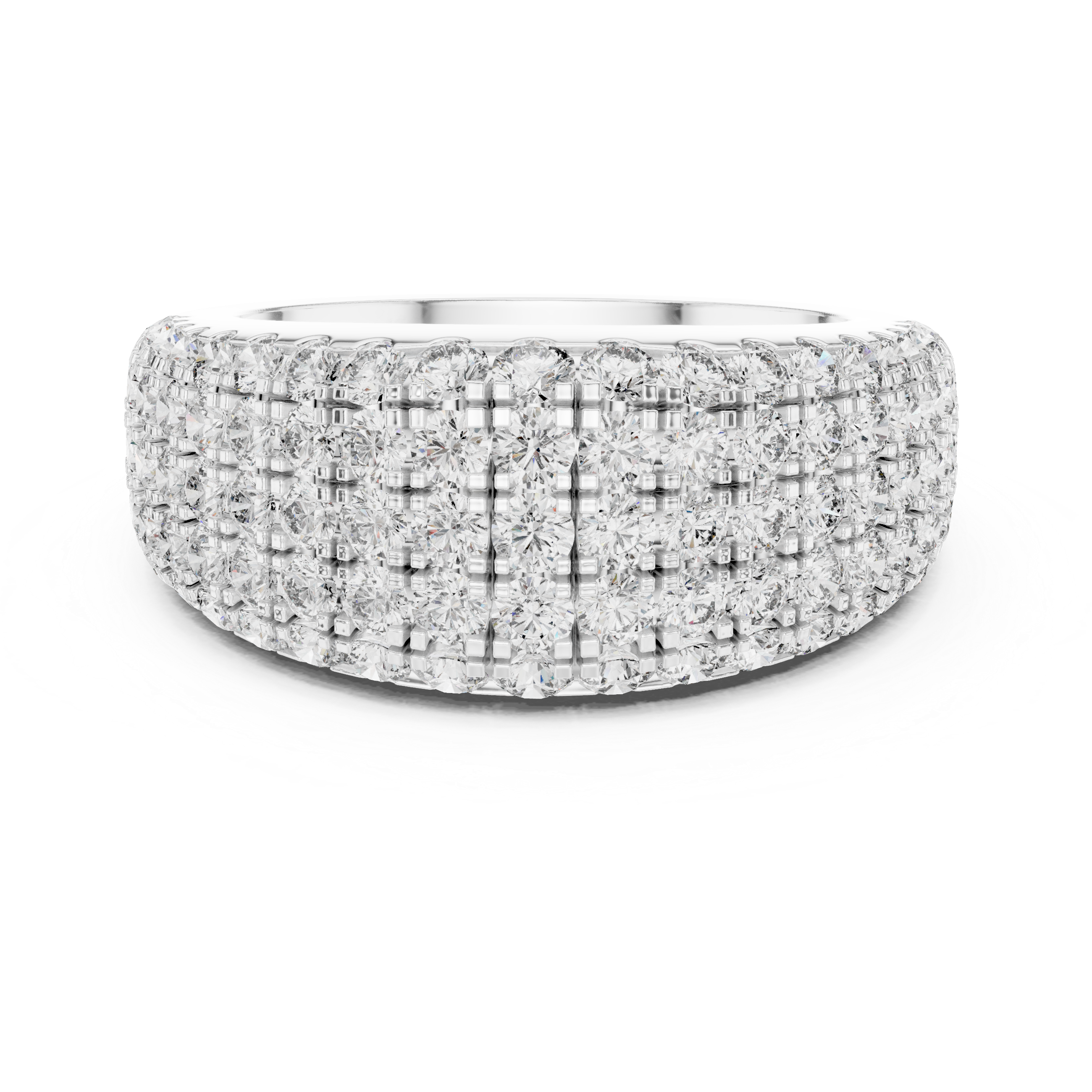 Five Row Round Cut Diamond Pave Anniversary Band