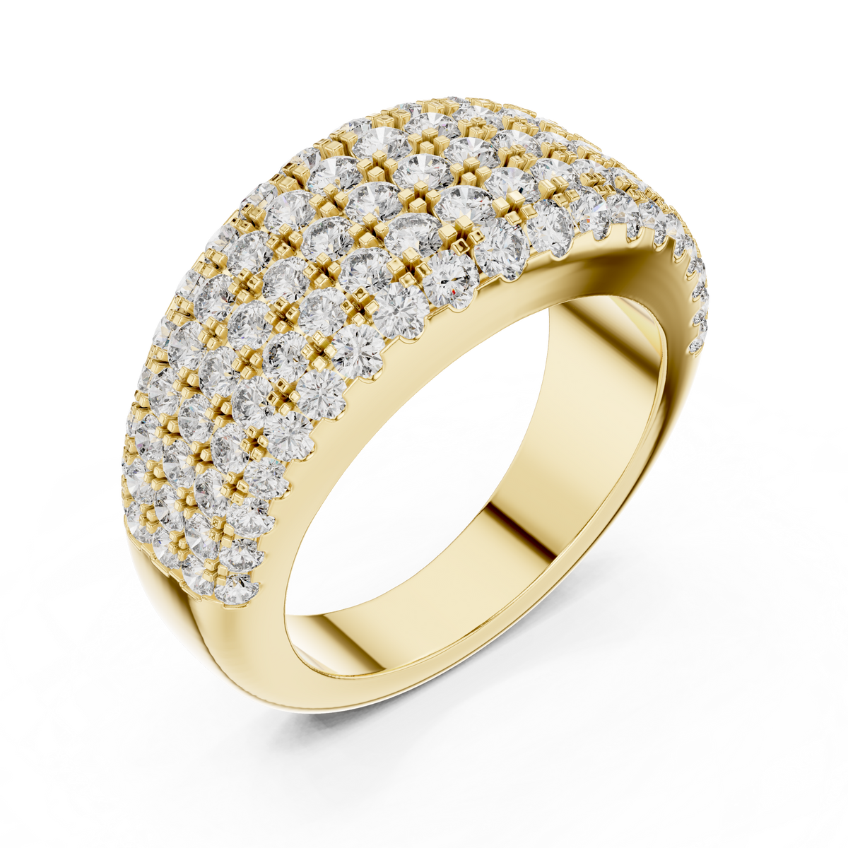 Five Row Round Cut Diamond Pave Anniversary Band