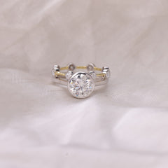 Solitaire Round Cut Bezel Set Bridal Set Ring