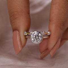 Solitaire Round Cut Bezel Set Bridal Set Ring