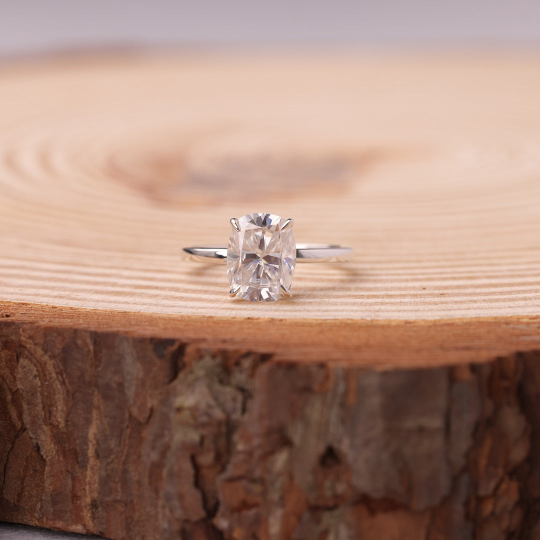 Elongated Cushion Cut Diamond Ring