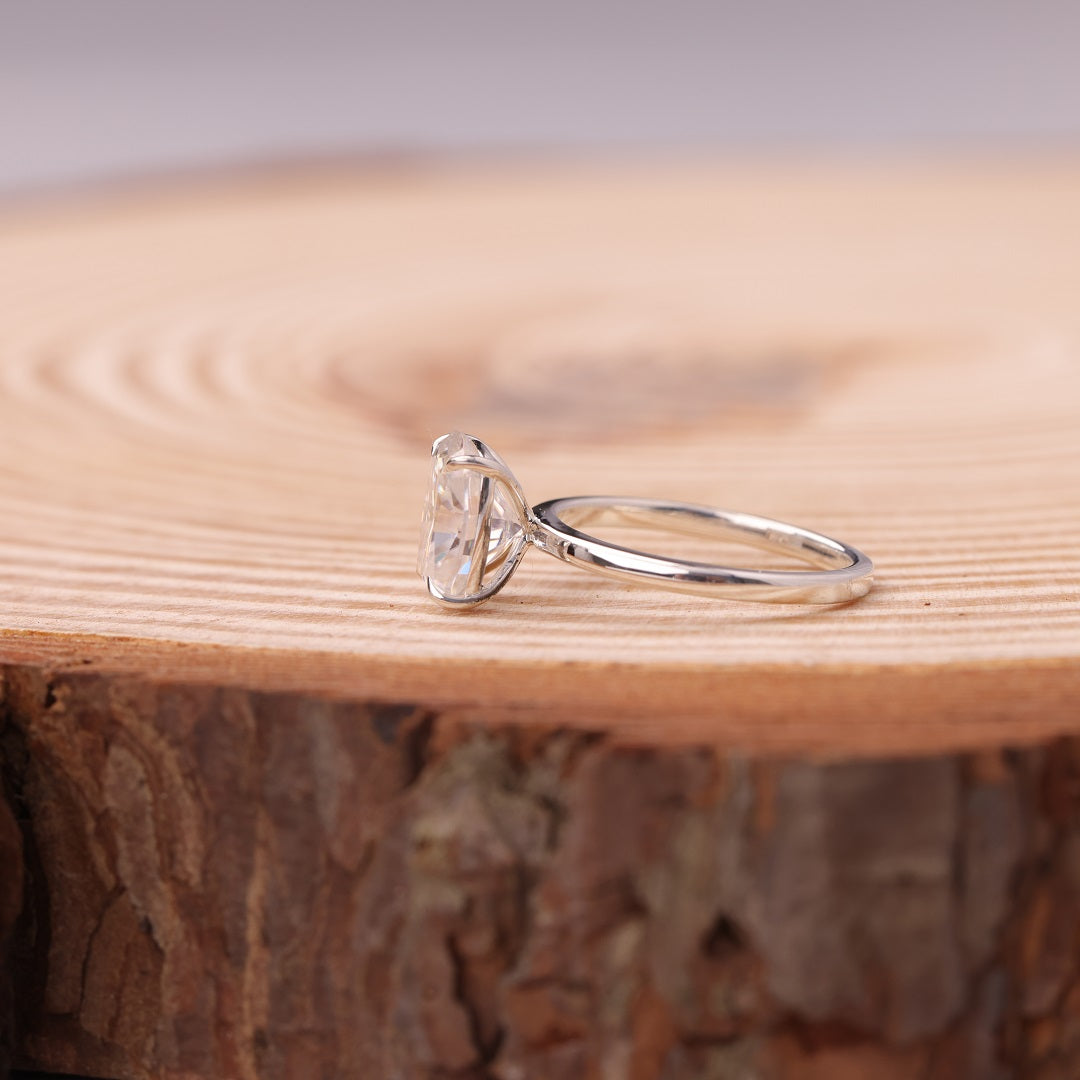 Elongated Cushion Cut Diamond Ring