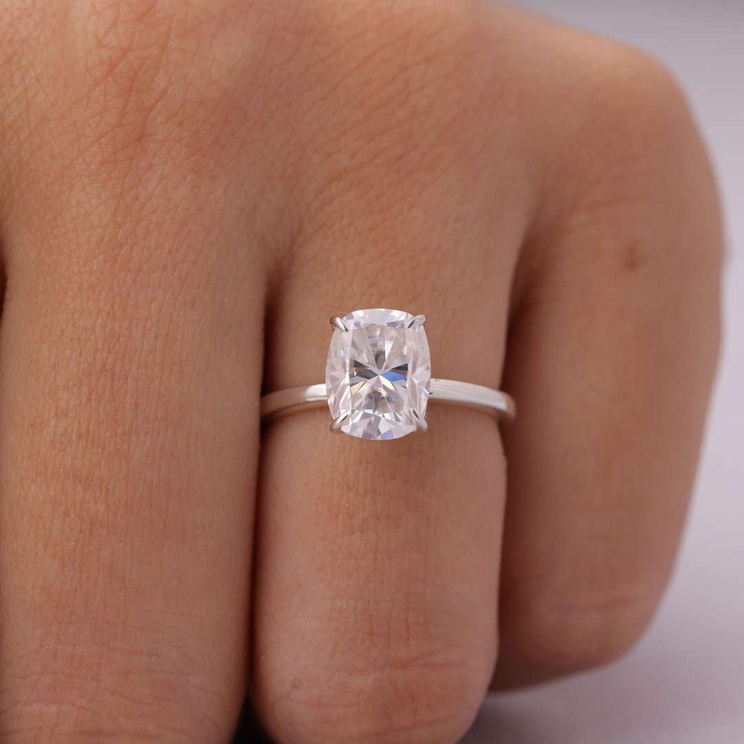 Elongated Cushion Cut Diamond Ring