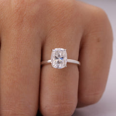 Elongated Cushion Cut Diamond Ring
