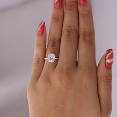Elongated Cushion Cut Diamond Ring
