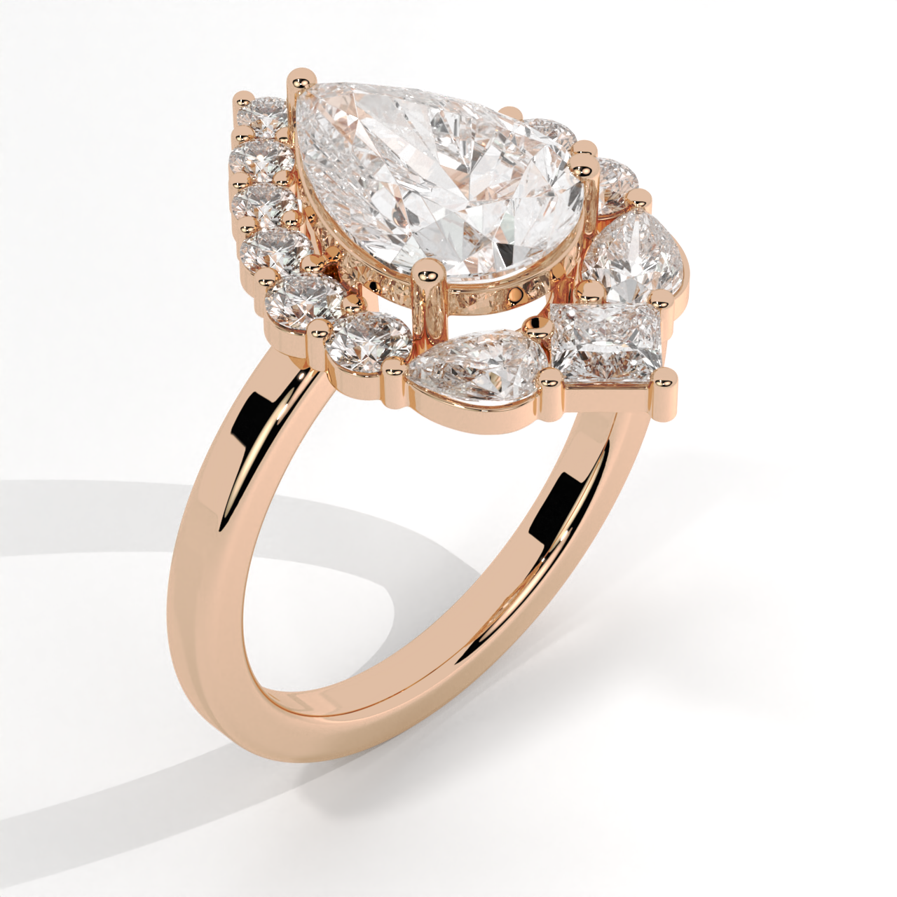 Classic Pear Cut Halo Diamond Wedding Ring