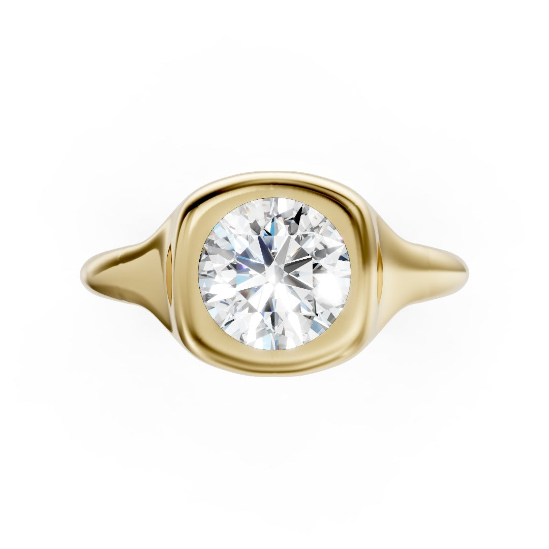 Round Cut Diamond Bezel Set Solitaire Ring