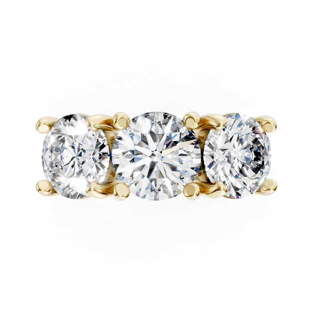 Three Stone Round Lab  Diamond Wedding Ring