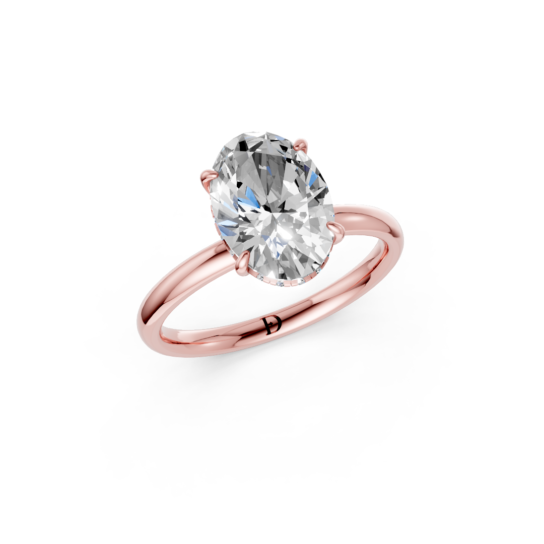 Oval Diamond Hidden Halo Ring