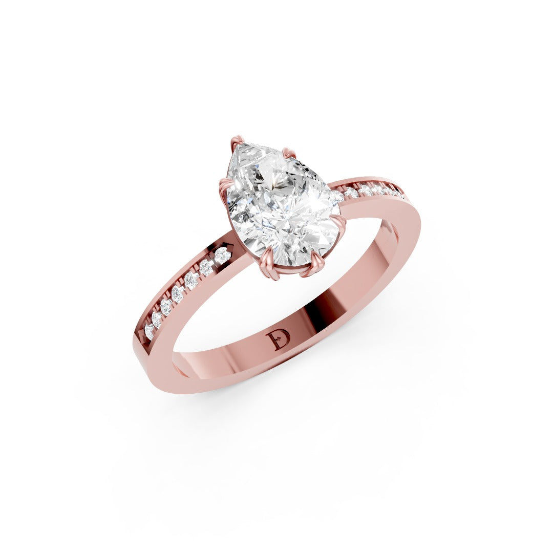 Pear Diamond Engagement Ring With Inset Side Stones