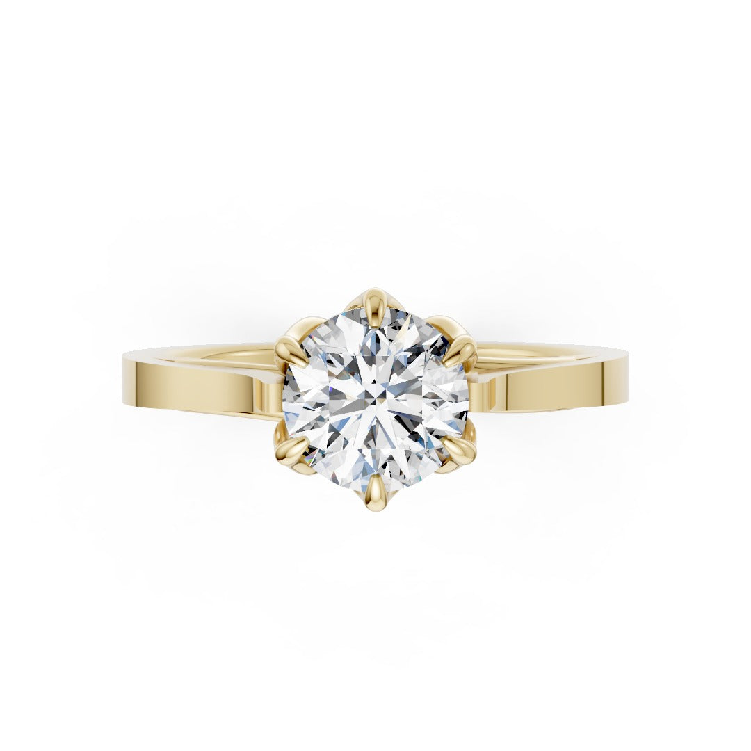 Six Prong Set Round Solitaire Diamond Anniversary Ring