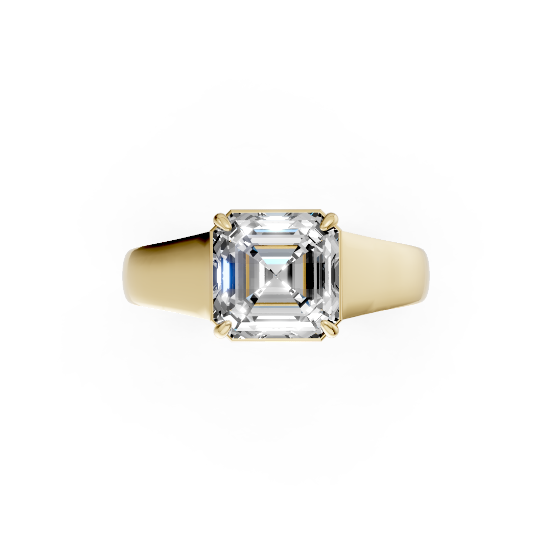 Asscher Diamond Tapered Band Ring