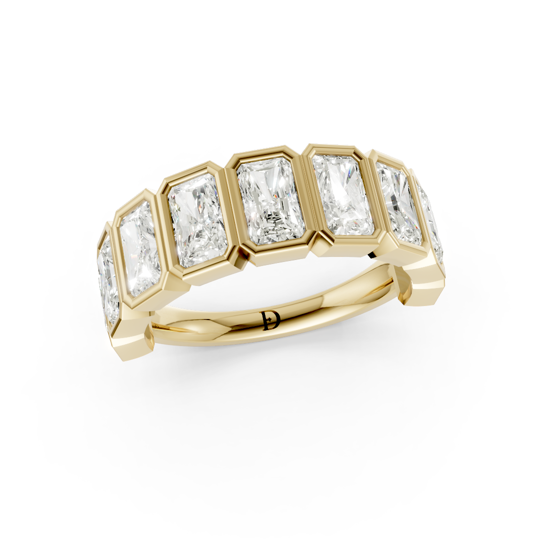 Bezel Set Radiant Diamond Half Eternity Band