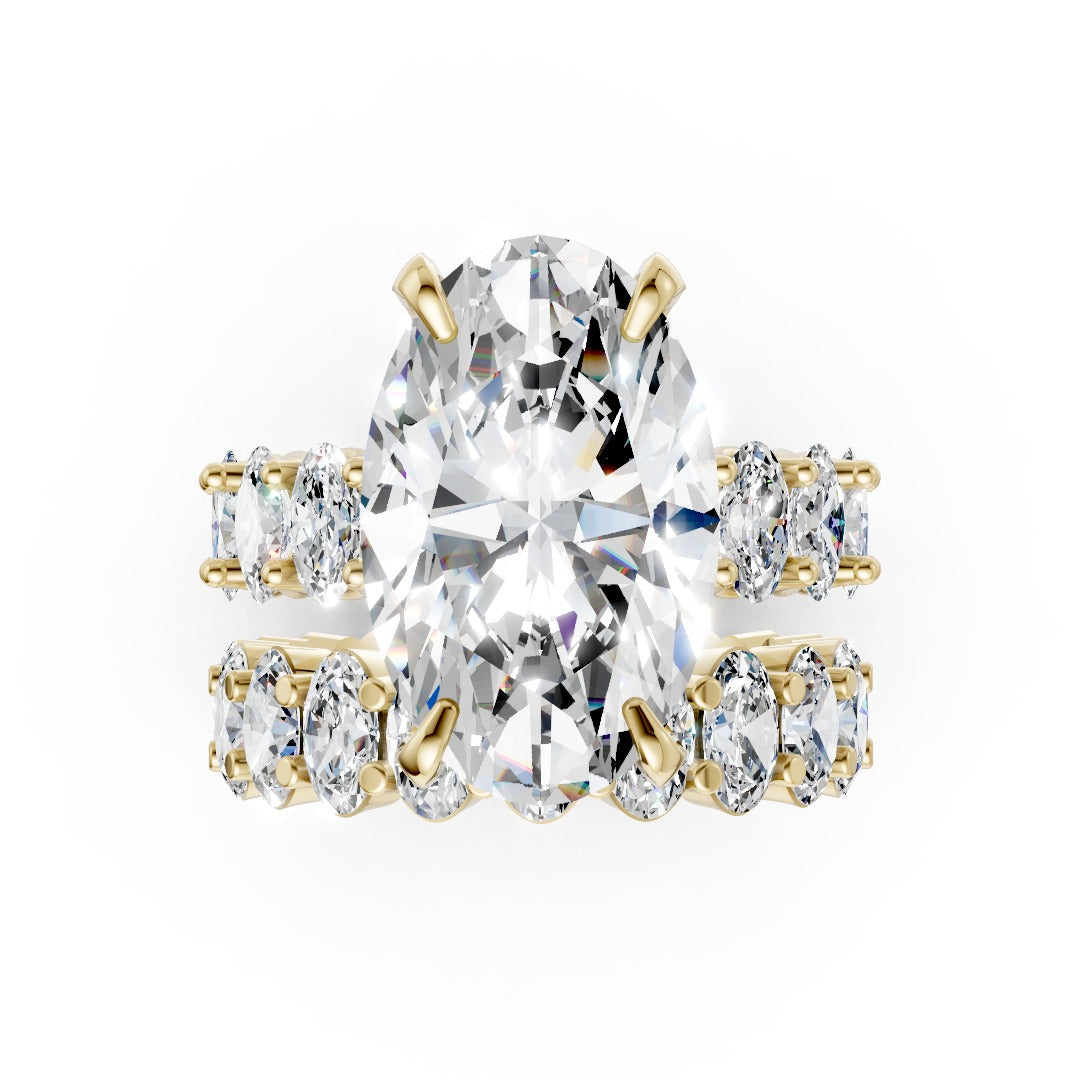 Oval Cut Lab Diamond Halo With Same Side Stone Bridal Ring