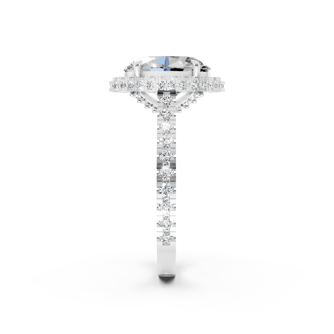 Oval Diamond Halo Pave Set Ring