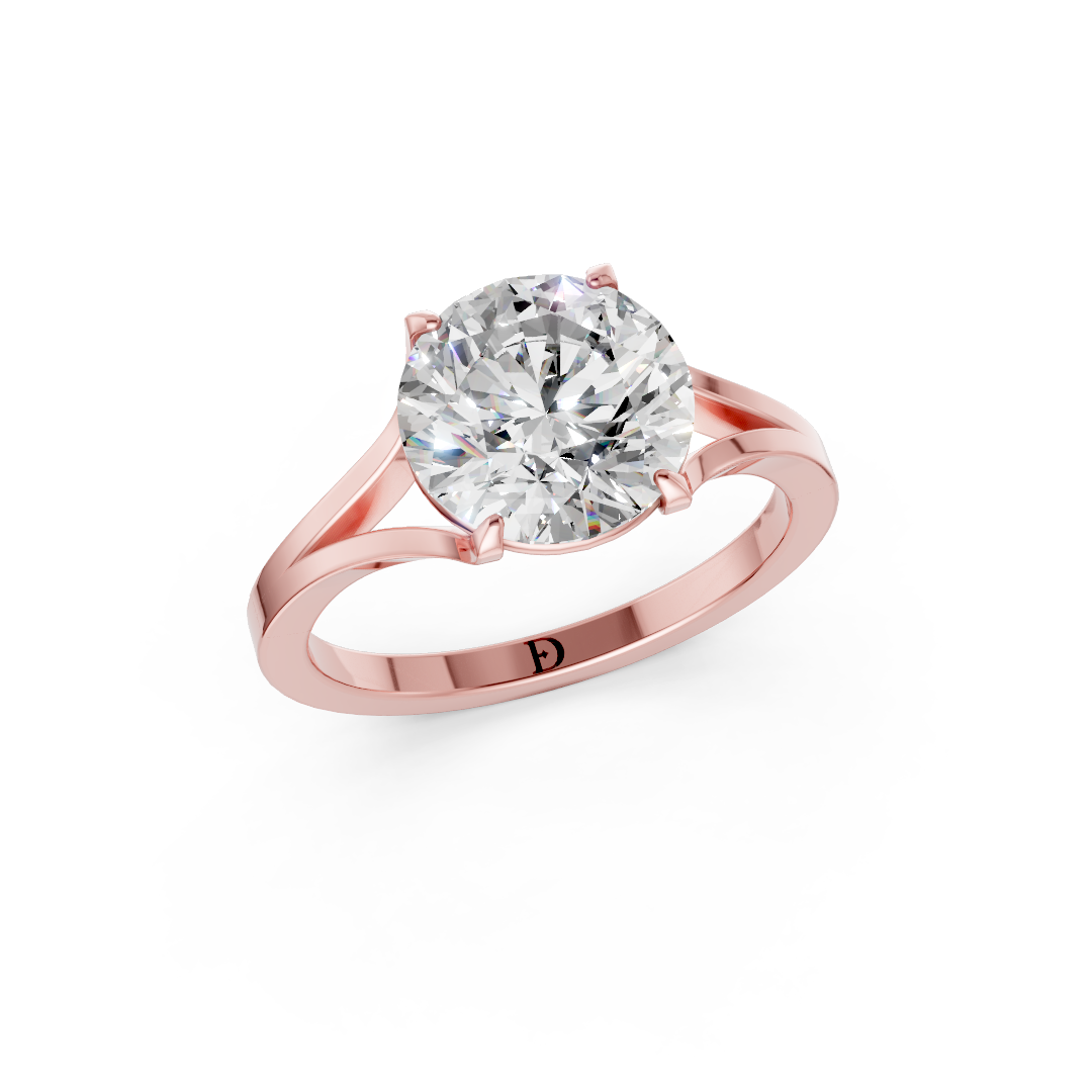 Round Cut Minimalist Split Shank Ring