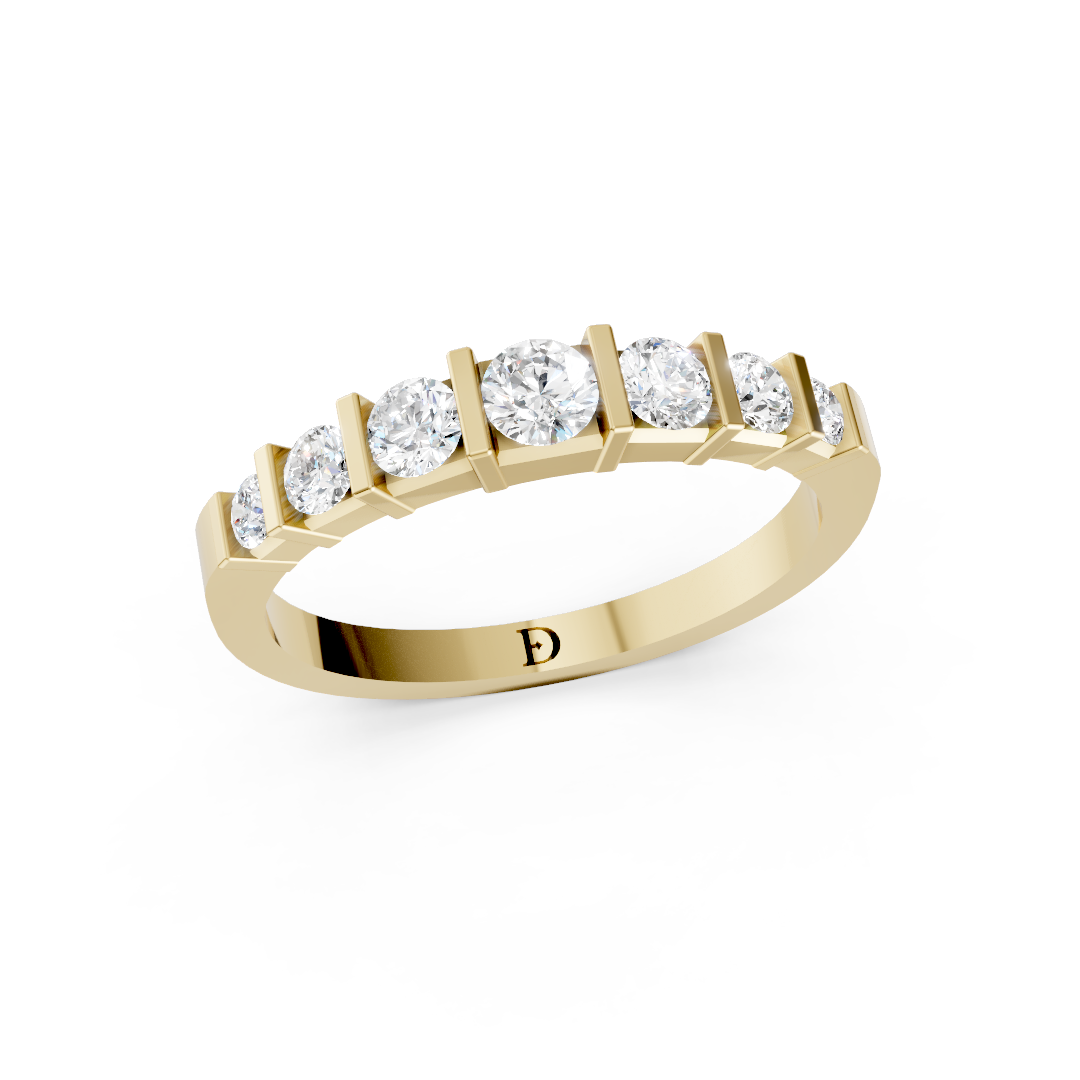 Round Brilliant Bar Set Diamond Band