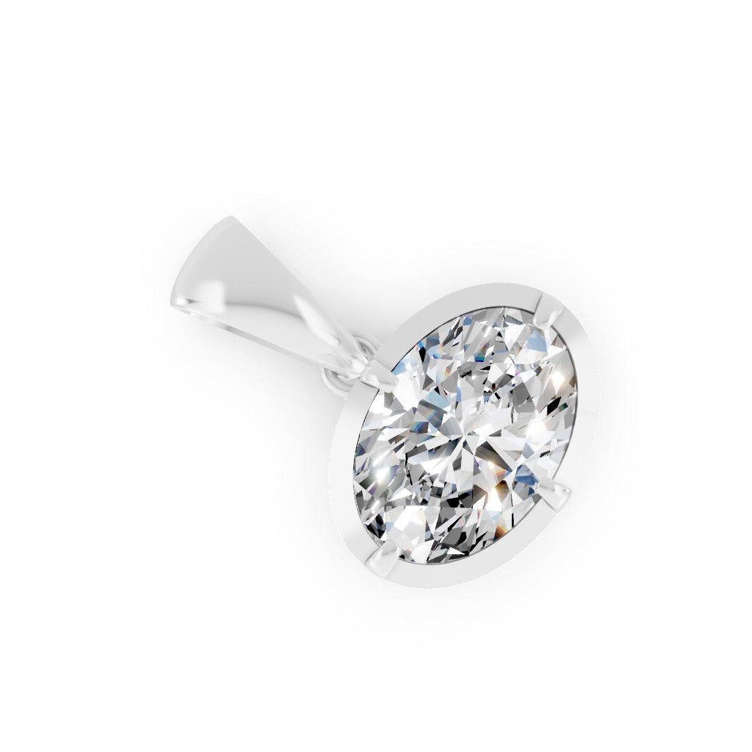East-West Oval Cut Lab Grown Diamond Bezel Pendant