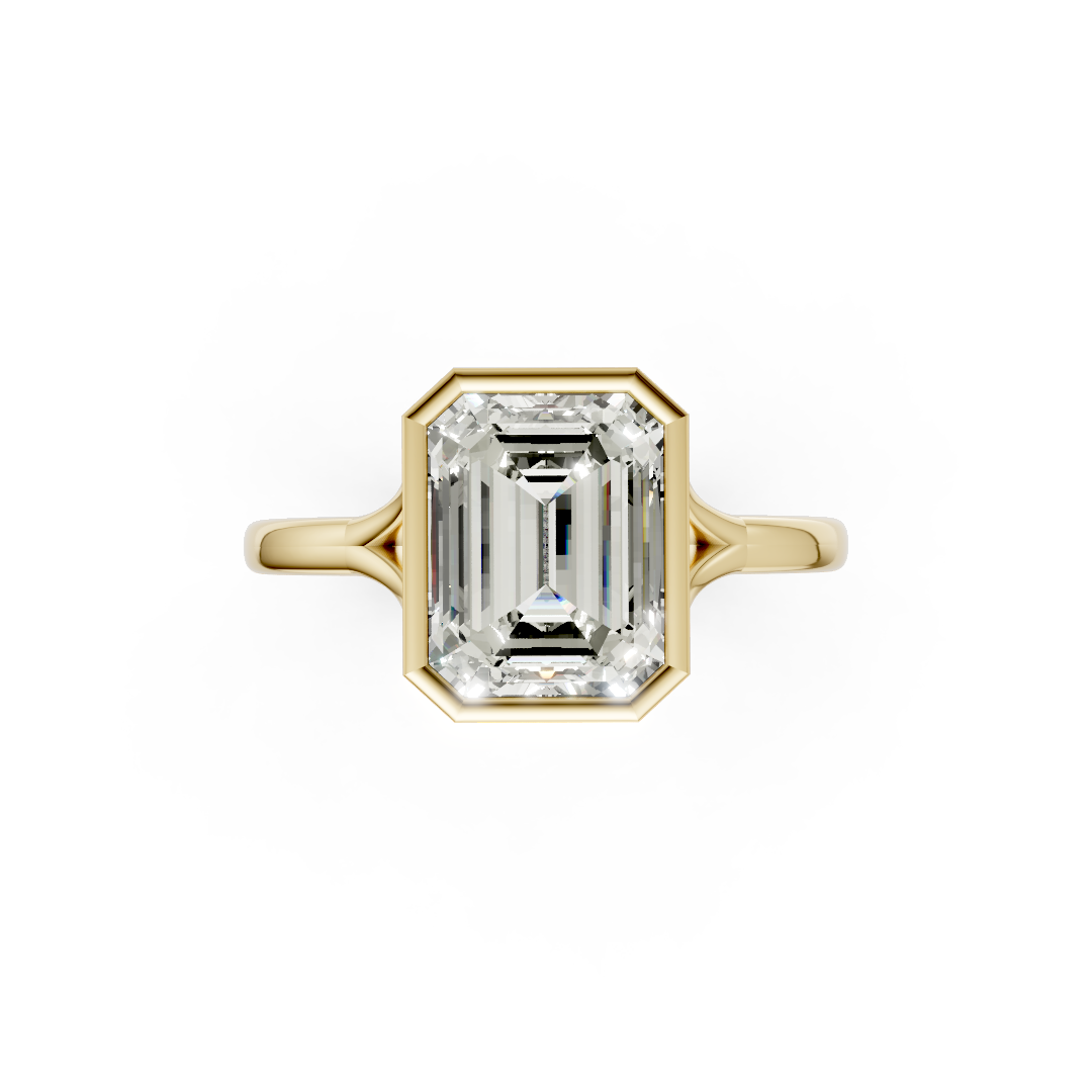 Emerald Bezel Cathedral Shank Ring