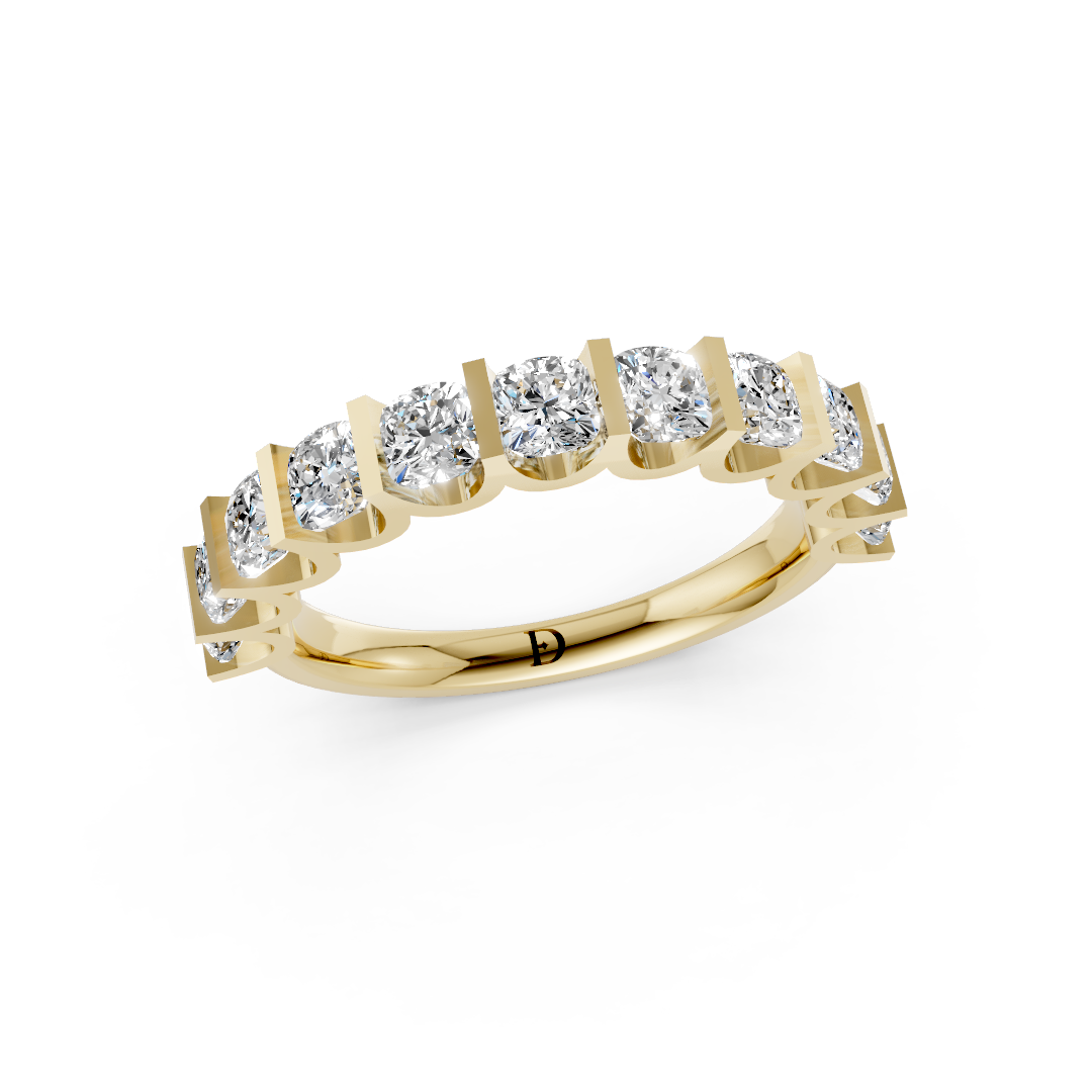 Cushion Diamond Bar Set Half Eternity Band