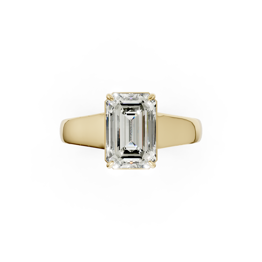 Emerald Diamond Tapered Band Ring