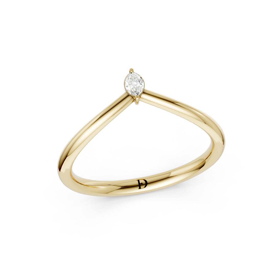 V Shape Marquise Curved Stacking Band