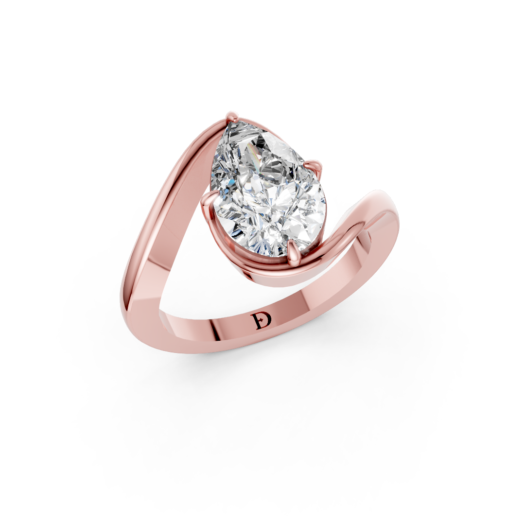 Pear Diamond Bypass Shank Ring