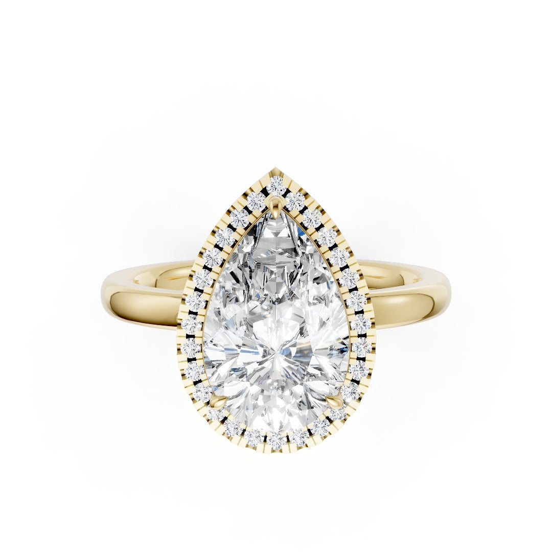 Pear Cut Lab Created Diamond Halo Anniversary Ring